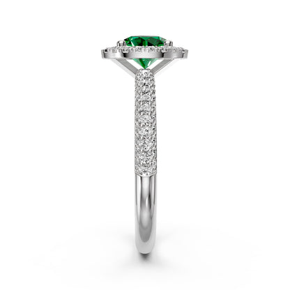 Diamond Ring with Tsavorite in White Gold