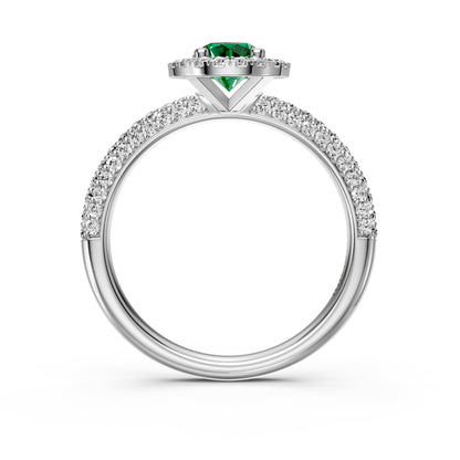 Diamond Ring with Tsavorite in White Gold