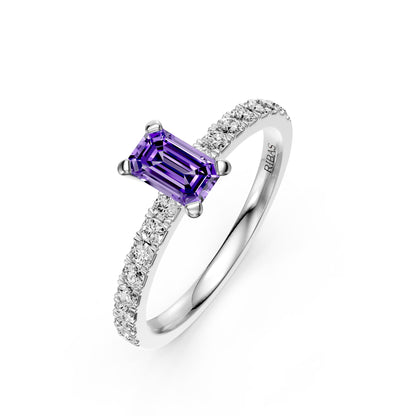 Diamond Ring with Tanzanite in White Gold