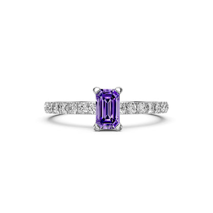 Diamond Ring with Tanzanite in White Gold