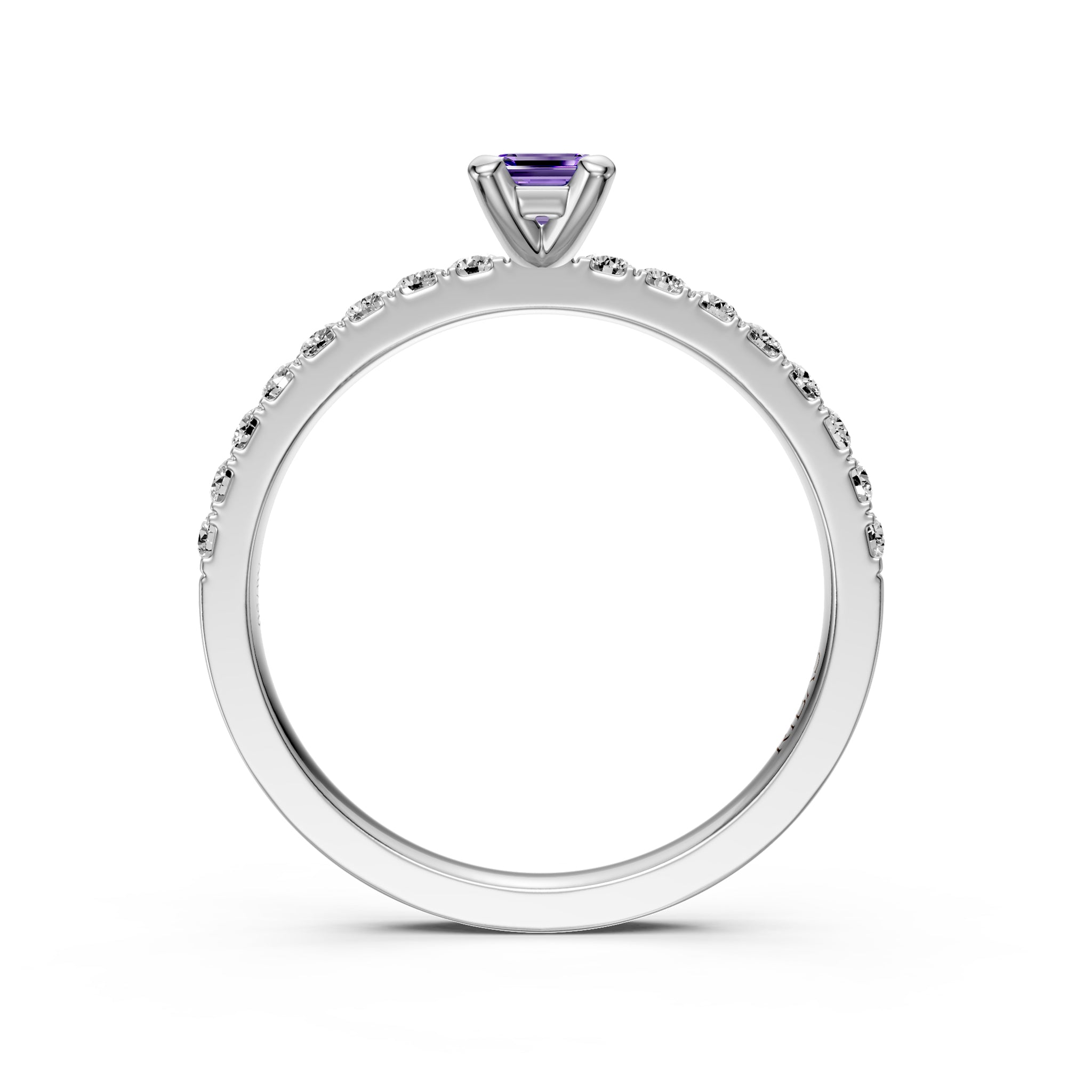 Diamond Ring with Tanzanite in White Gold