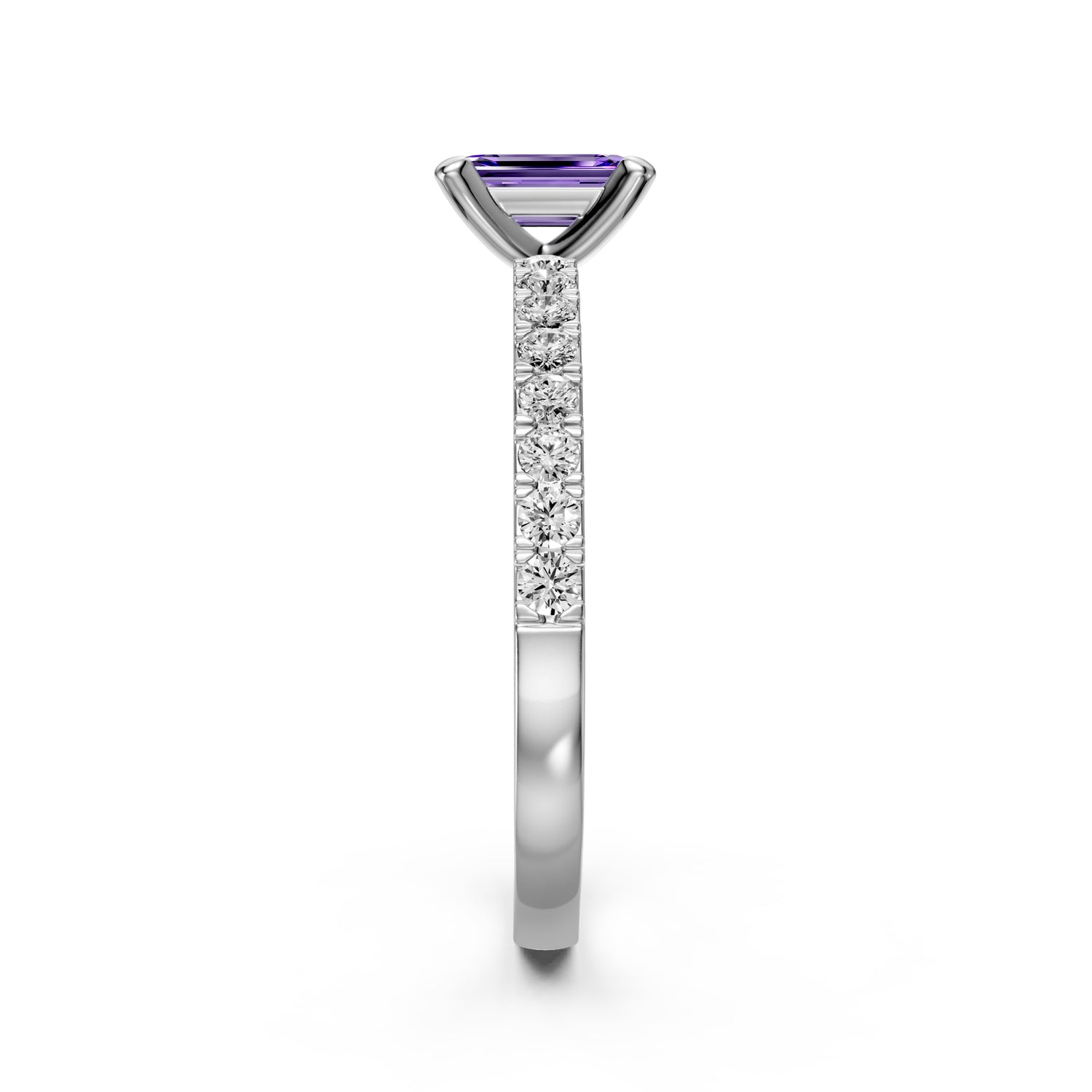 Diamond Ring with Tanzanite in White Gold