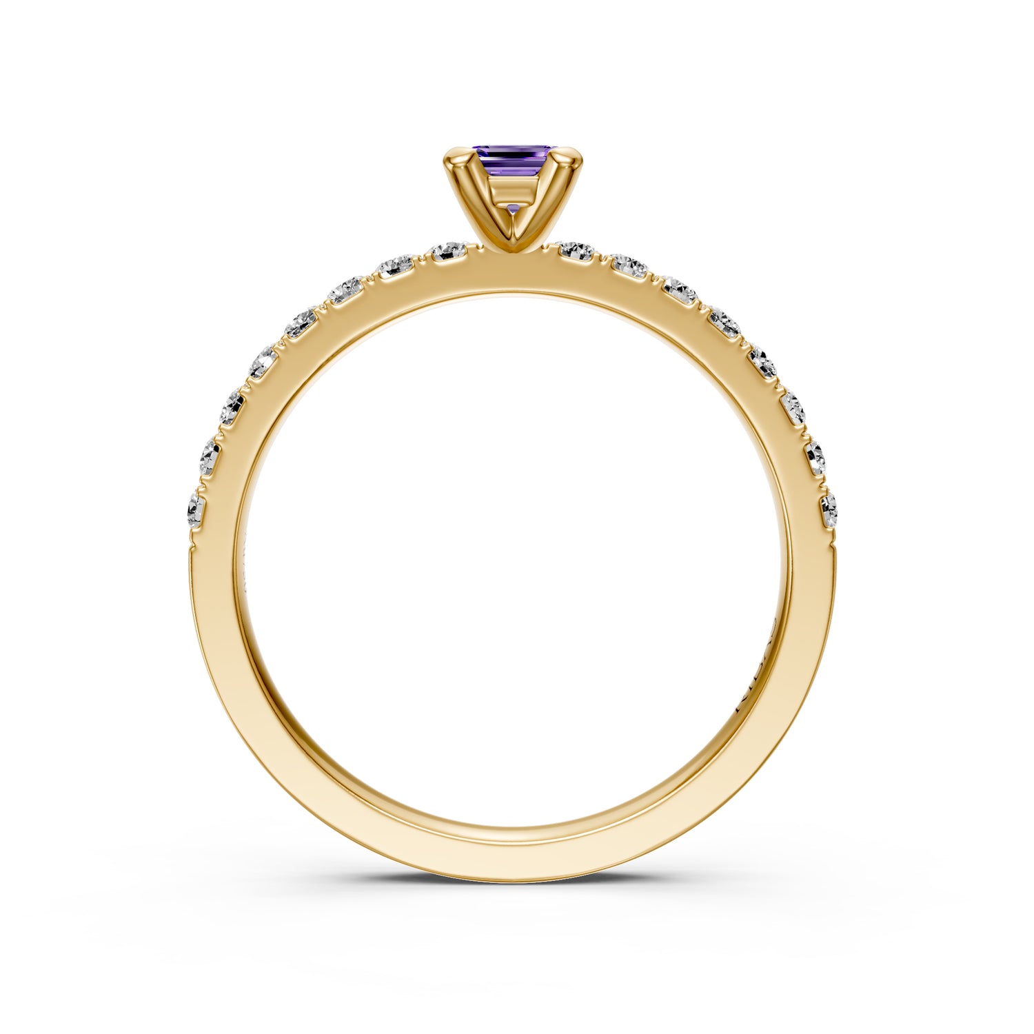 Diamond Ring with Tanzanite in Yellow Gold