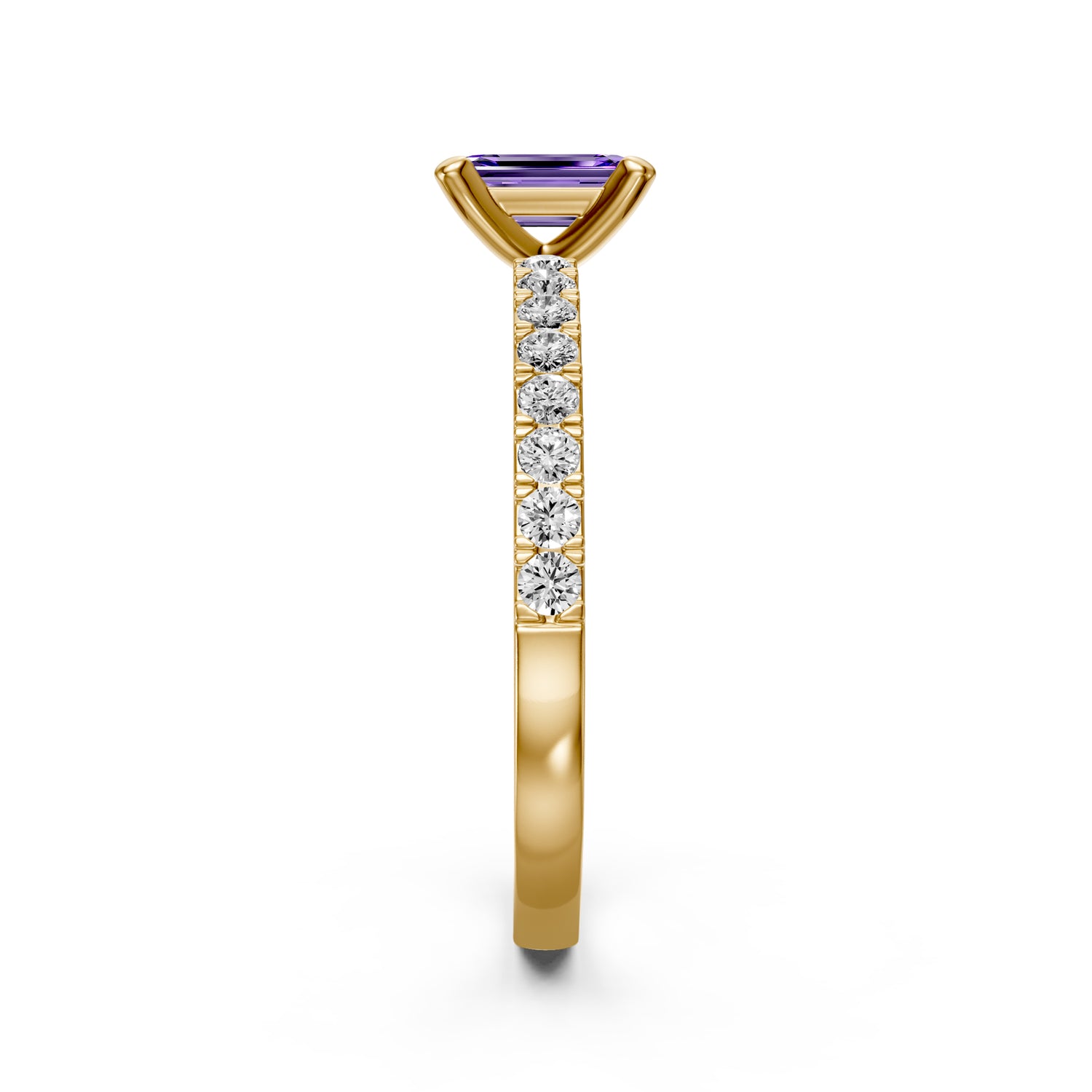 Diamond Ring with Tanzanite in Yellow Gold