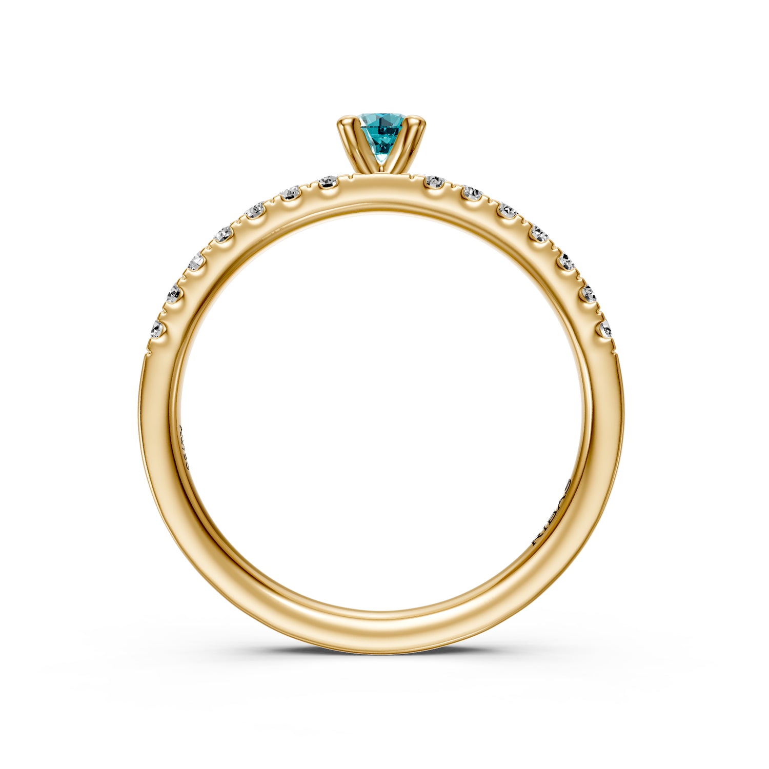 Diamond Ring with Paraiba in Yellow Gold