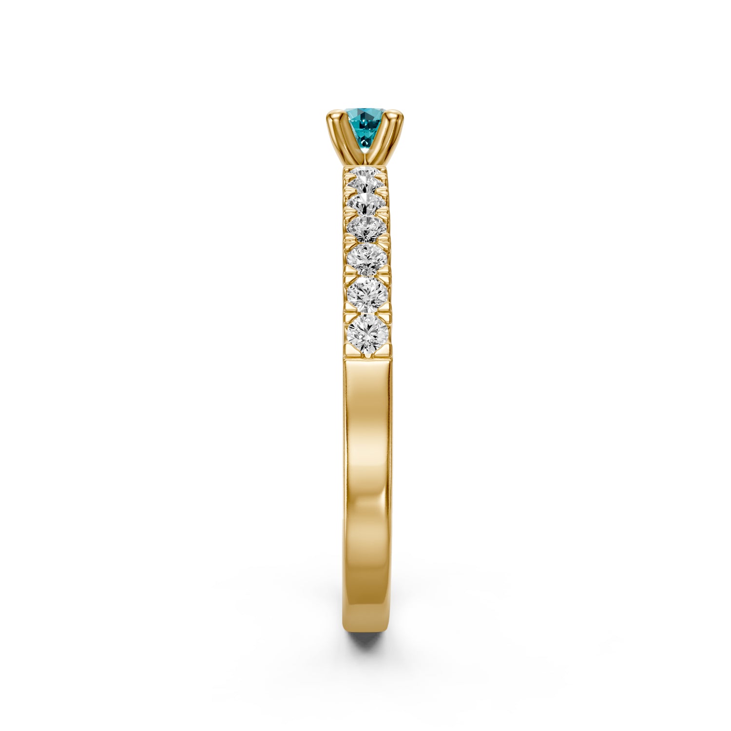 Diamond Ring with Paraiba in Yellow Gold