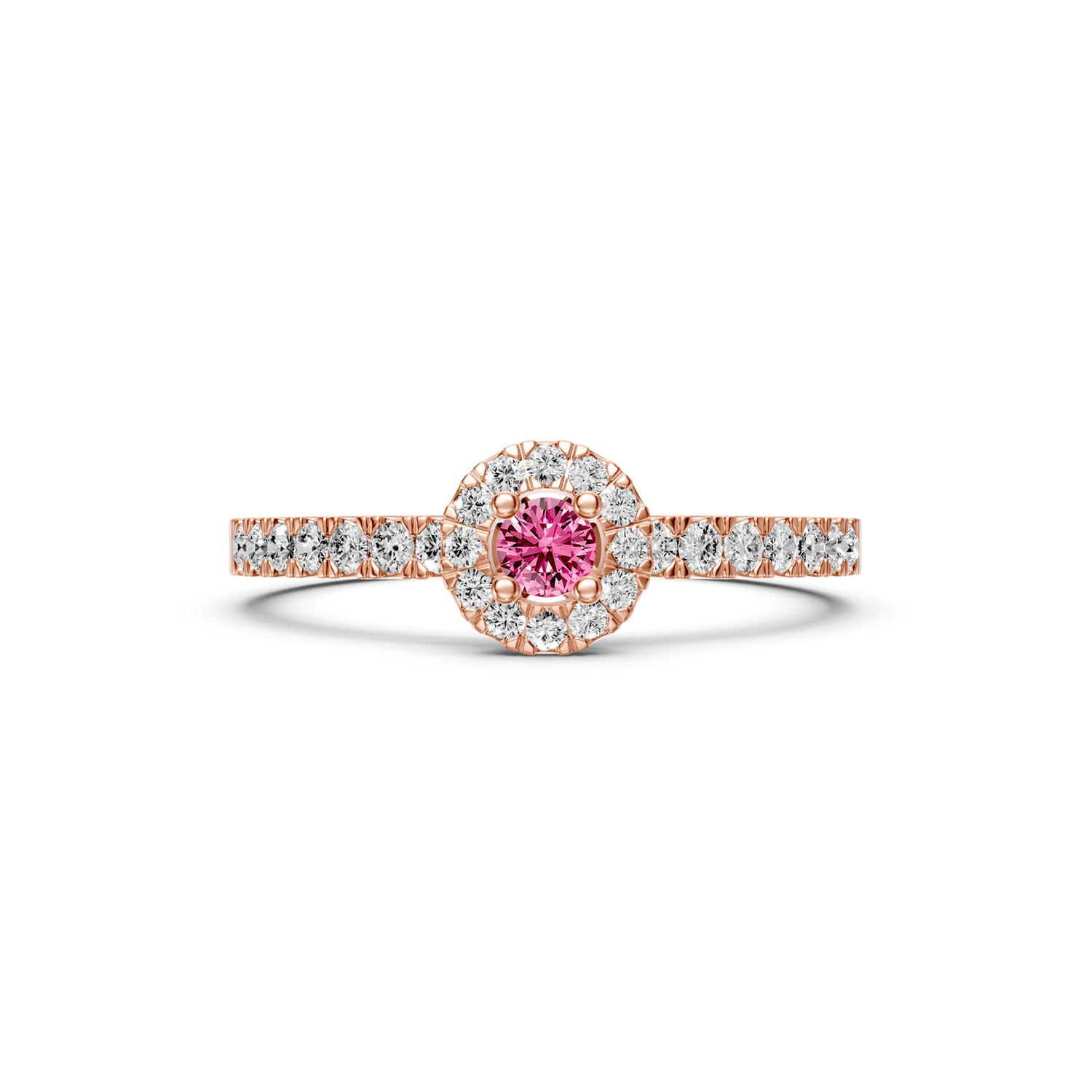 Diamond Ring with Pink Sapphire in Rose Gold