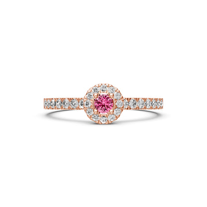Diamond Ring with Pink Sapphire in Rose Gold