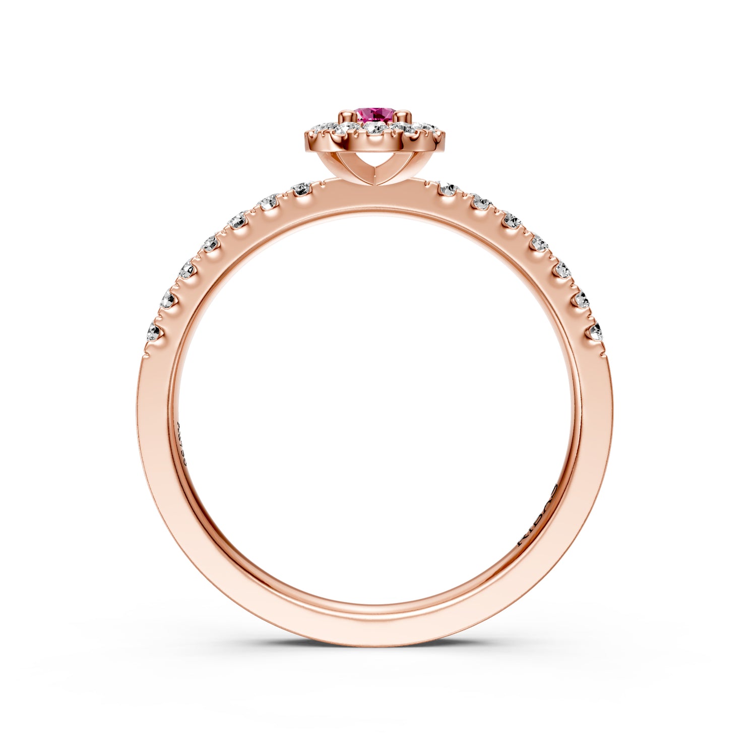Diamond Ring with Pink Sapphire in Rose Gold