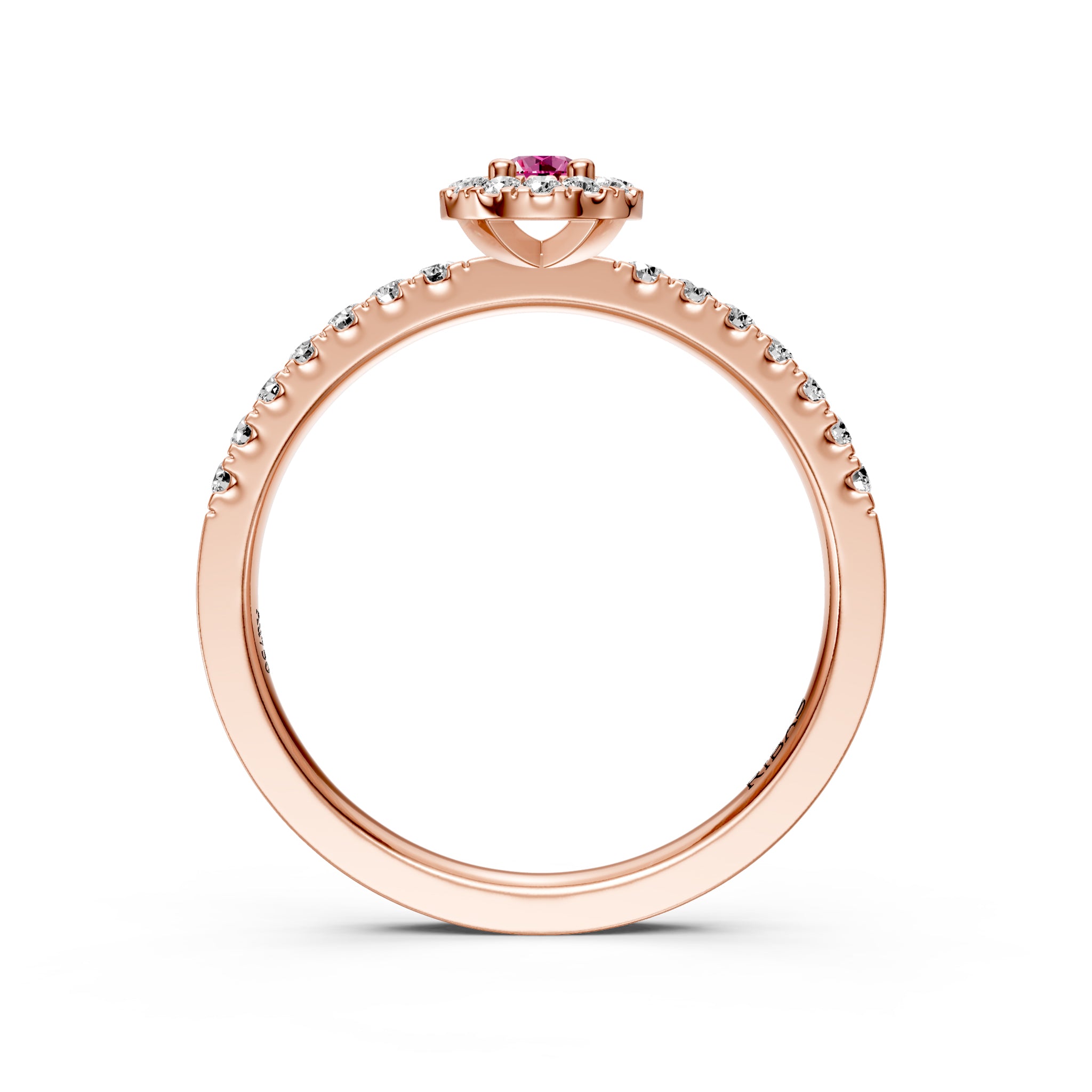 Diamond Ring with Pink Sapphire in Rose Gold