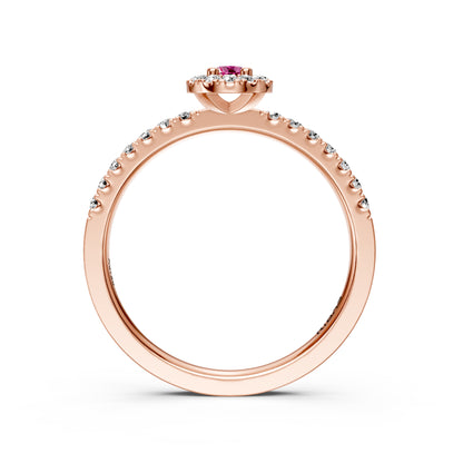Diamond Ring with Pink Sapphire in Rose Gold