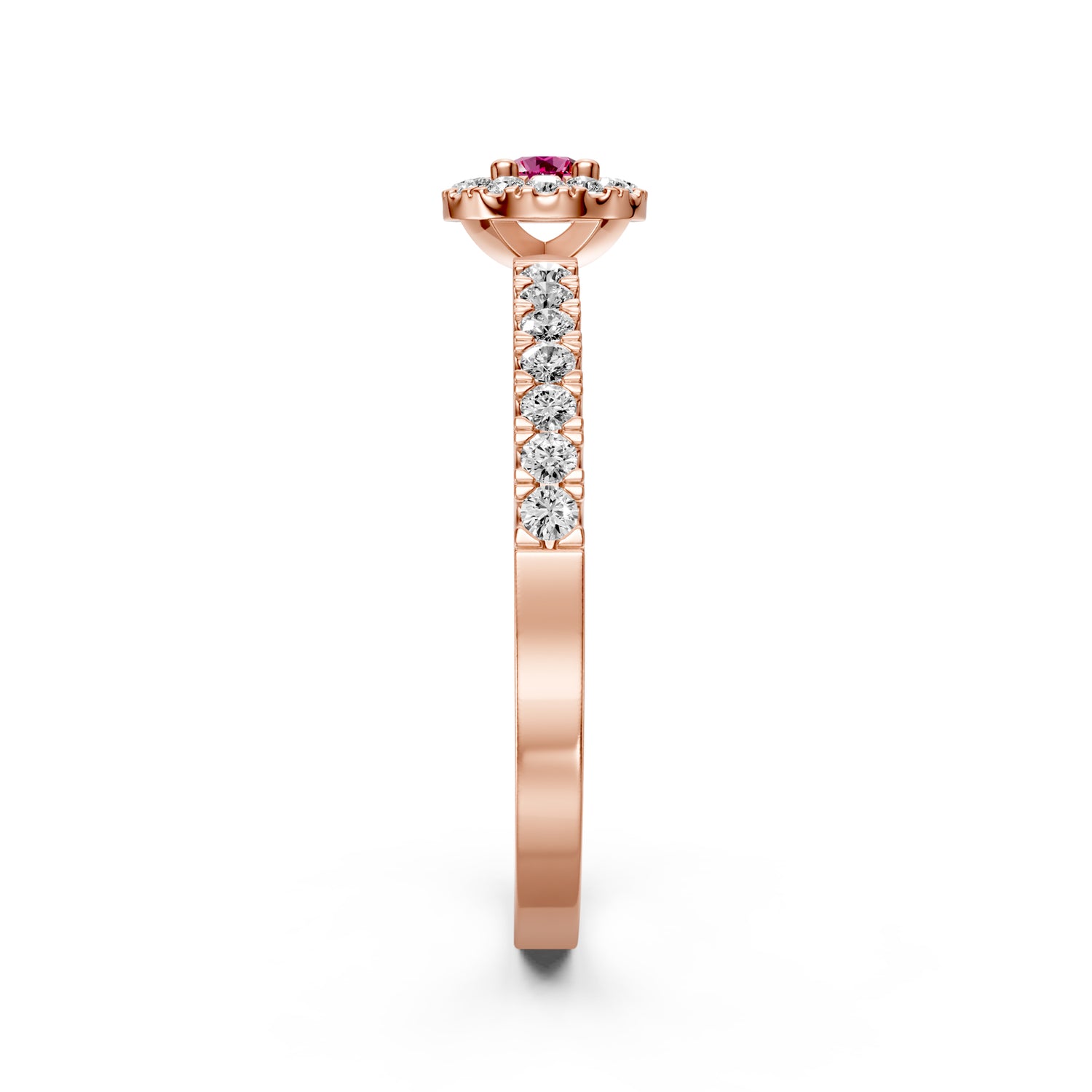 Diamond Ring with Pink Sapphire in Rose Gold