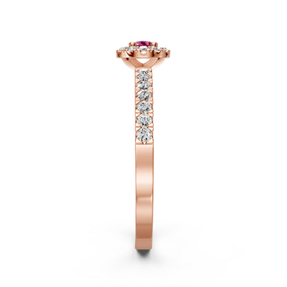Diamond Ring with Pink Sapphire in Rose Gold