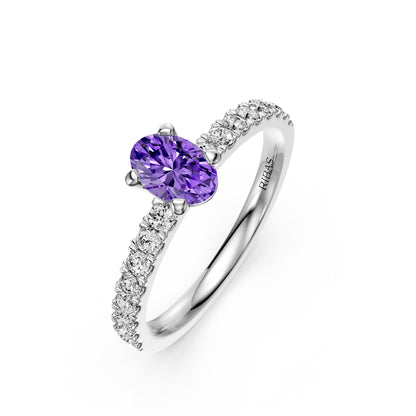 Diamond Ring with Tanzanite in White Gold