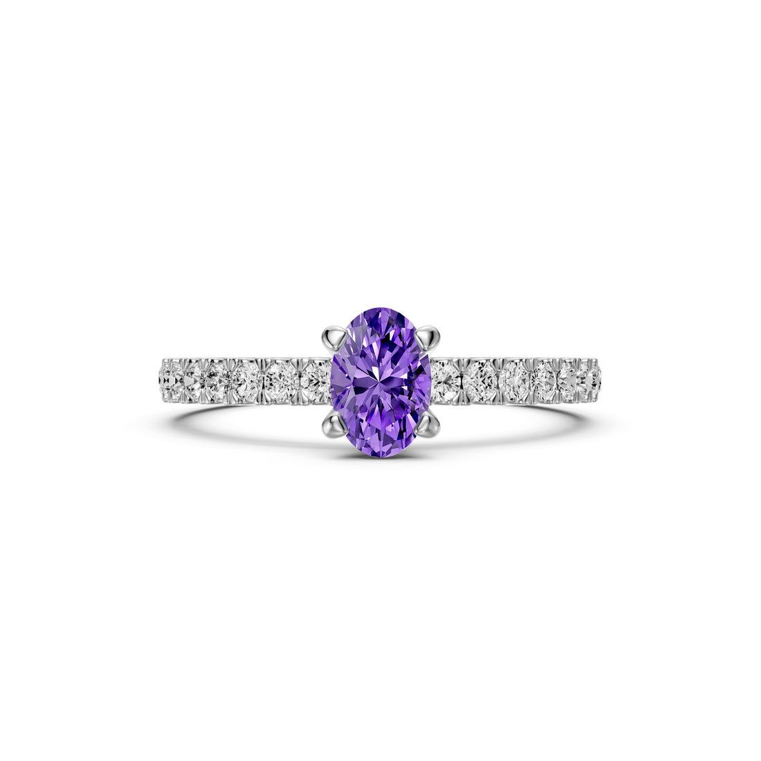 Diamond Ring with Tanzanite in White Gold