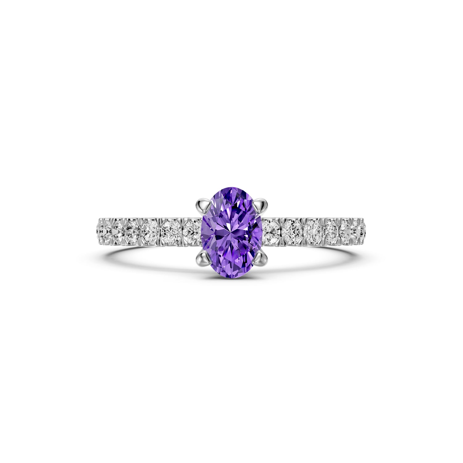 Diamond Ring with Tanzanite in White Gold