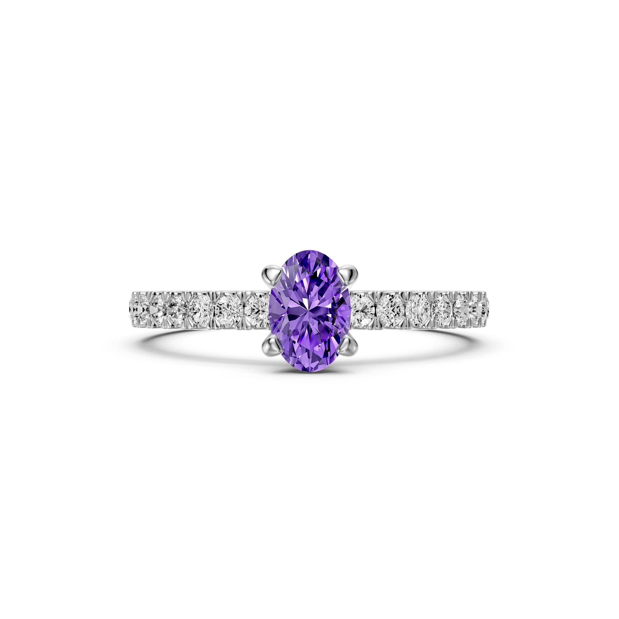 Diamond Ring with Tanzanite in White Gold