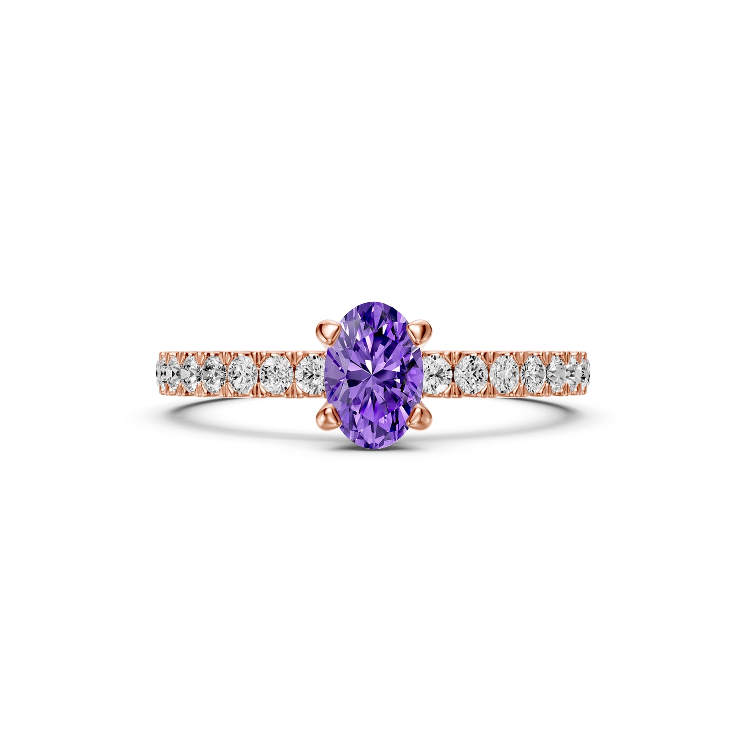 Diamond Ring with Tanzanite in Rose Gold