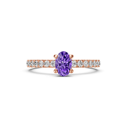 Diamond Ring with Tanzanite in Rose Gold