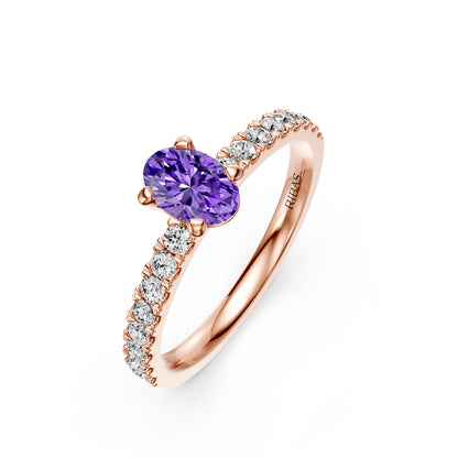 Diamond Ring with Tanzanite in Rose Gold