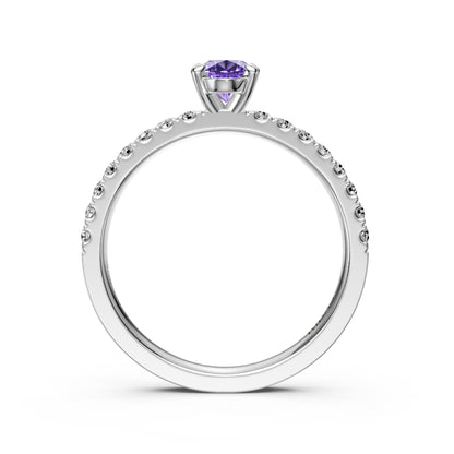 Diamond Ring with Tanzanite in White Gold