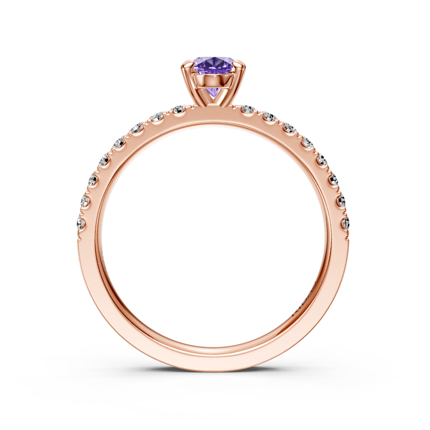 Diamond Ring with Tanzanite in Rose Gold