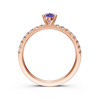 Diamond Ring with Tanzanite in Rose Gold