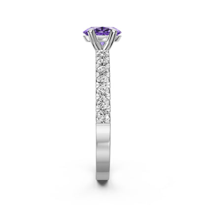Diamond Ring with Tanzanite in White Gold