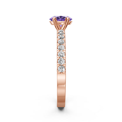 Diamond Ring with Tanzanite in Rose Gold