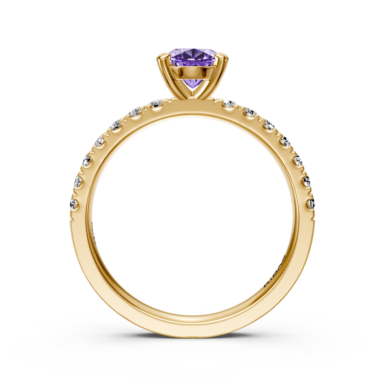 Diamond Ring with Tanzanite in Yellow Gold