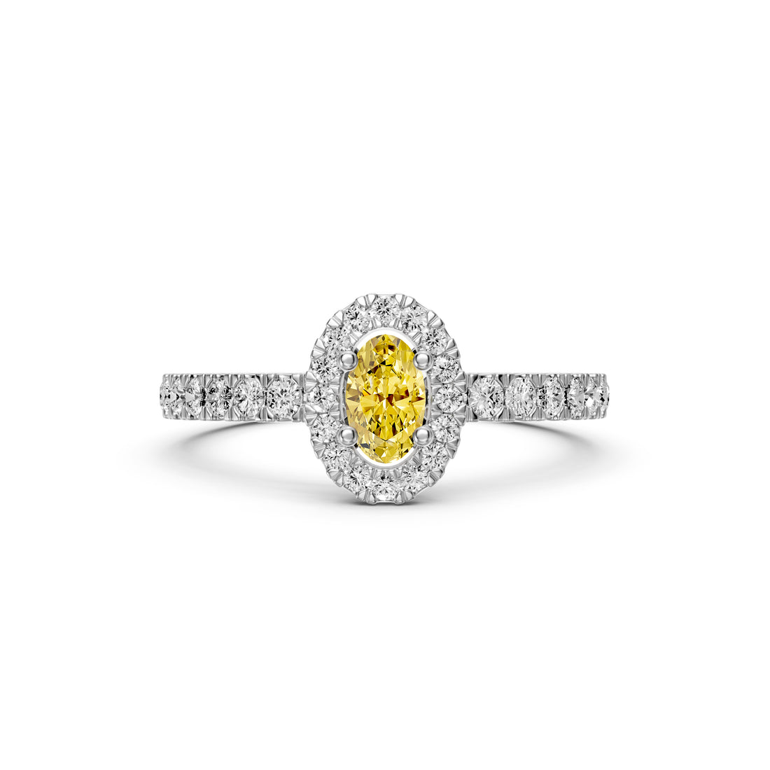 Diamond Ring with Yellow Sapphire in White Gold