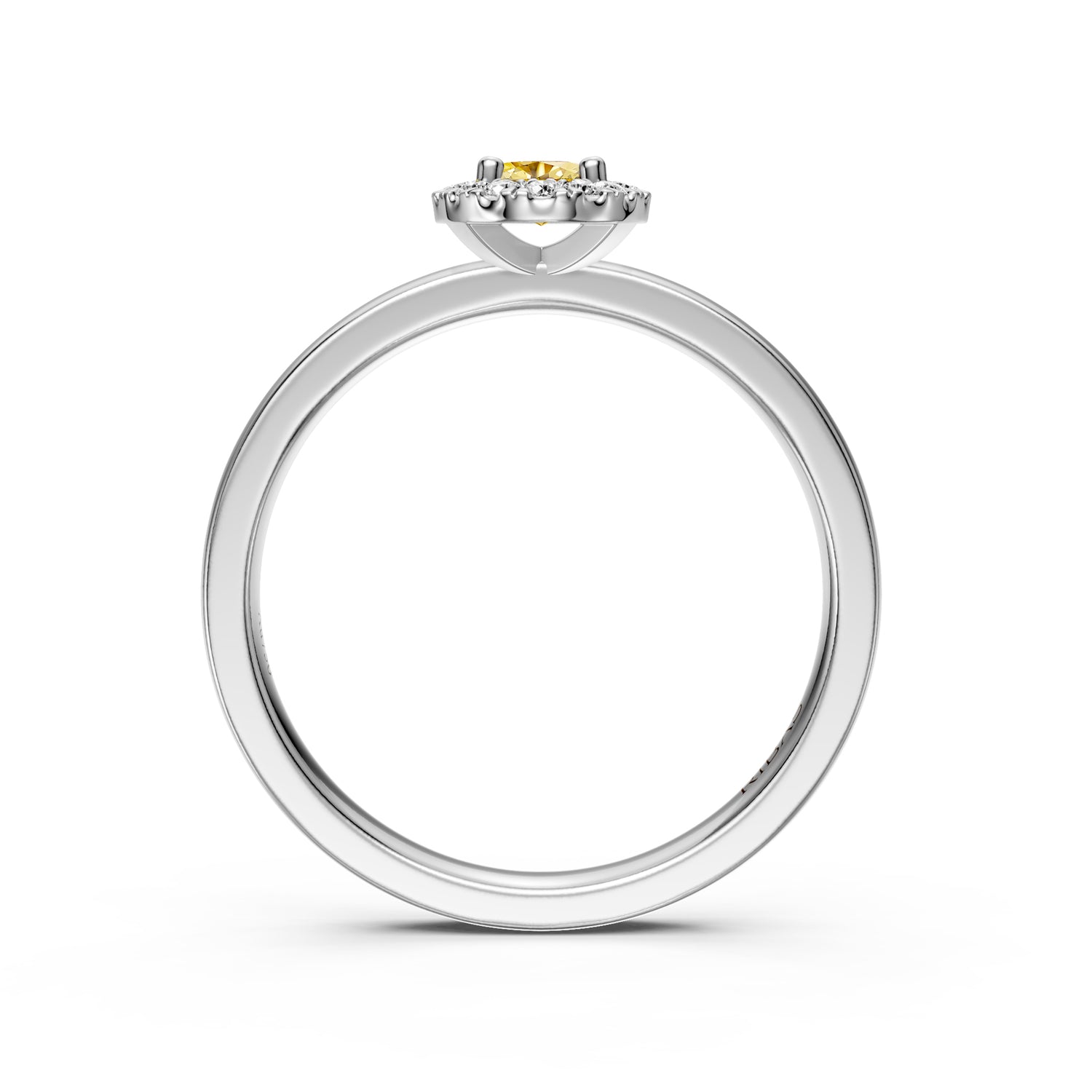 Diamond Ring with Yellow Sapphire in White Gold