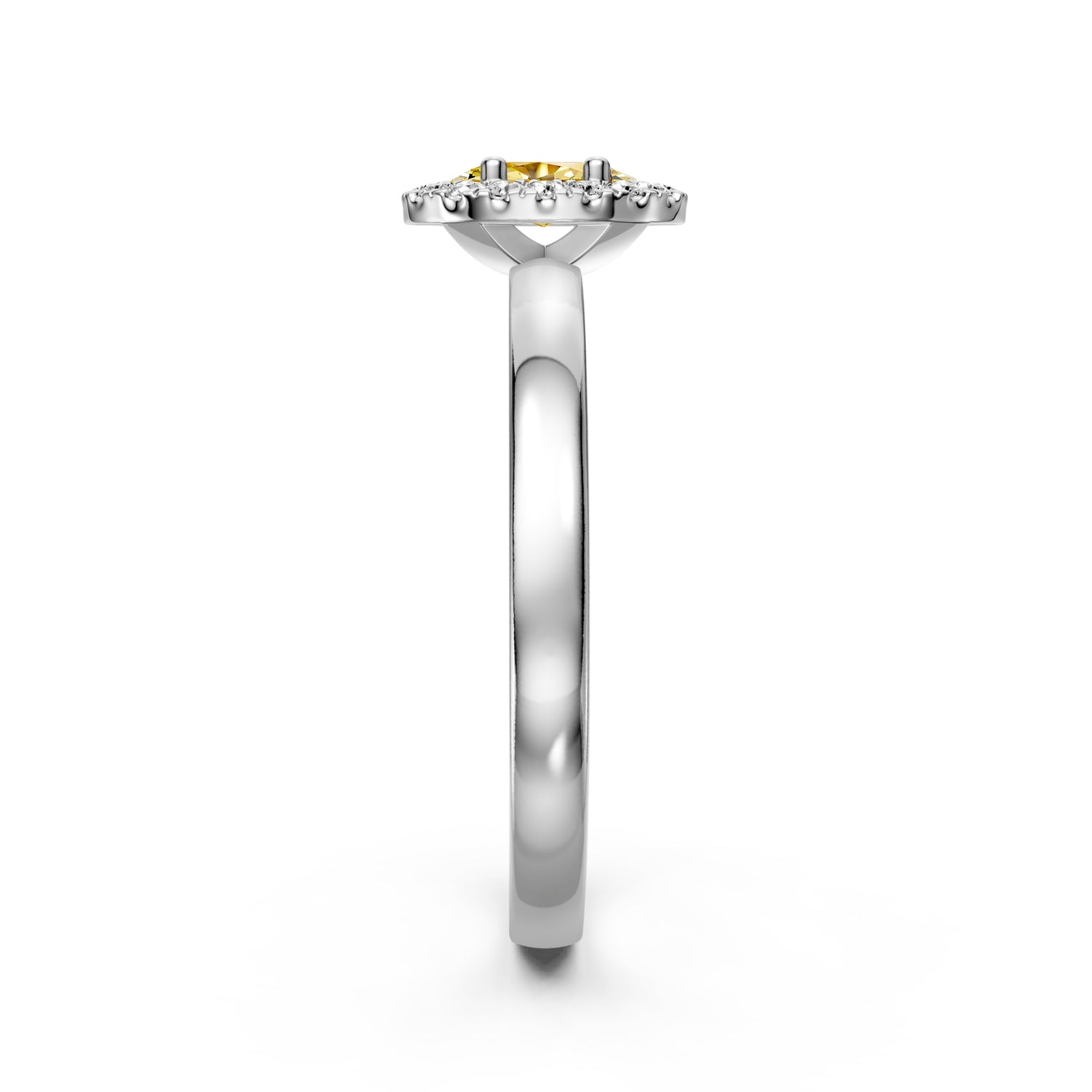 Diamond Ring with Yellow Sapphire in White Gold