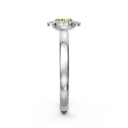 Diamond Ring with Yellow Sapphire in White Gold
