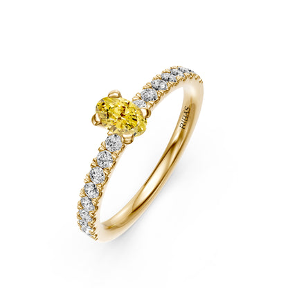 Sapphire Band Ring with Diamonds in Yellow Gold