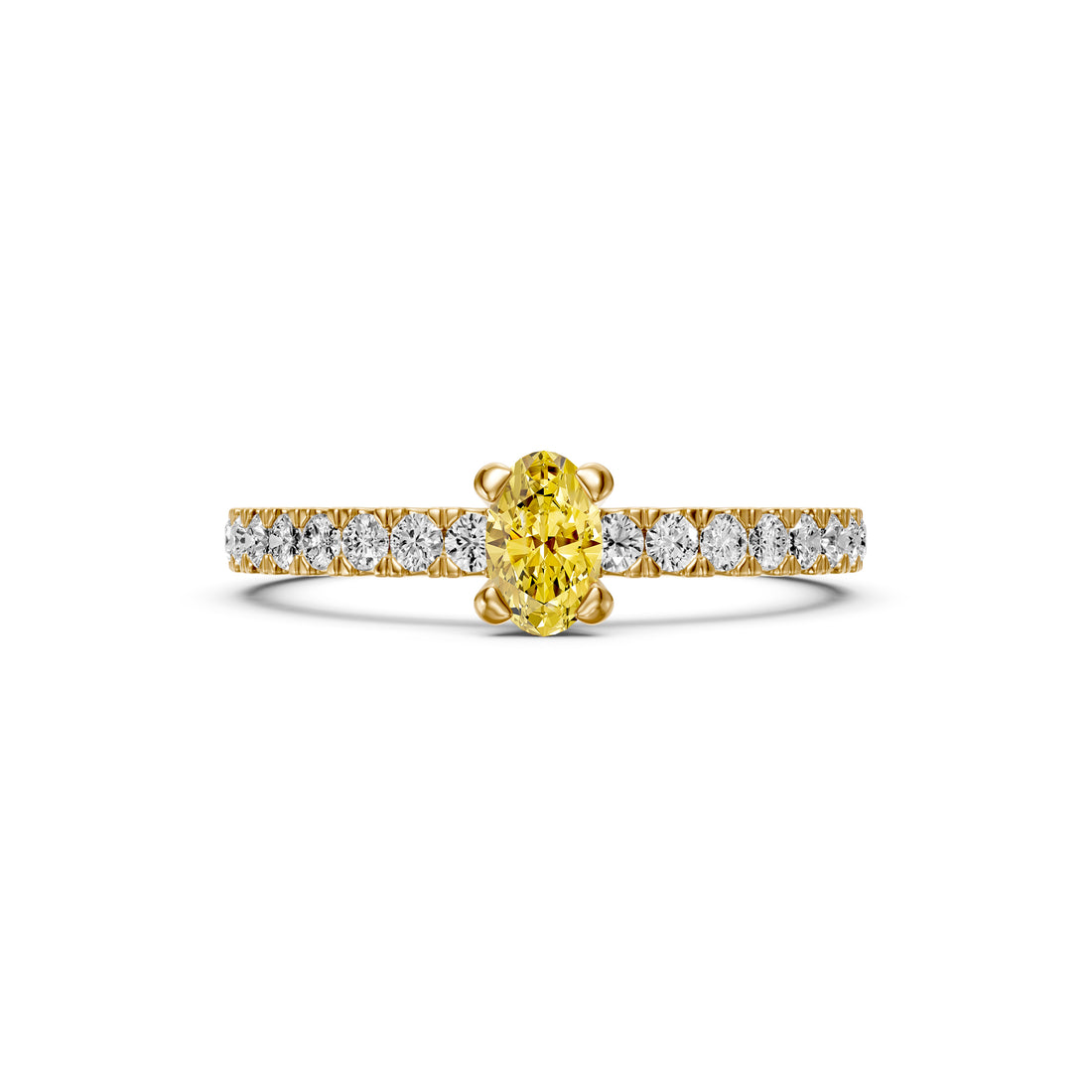 Sapphire Band Ring with Diamonds in Yellow Gold