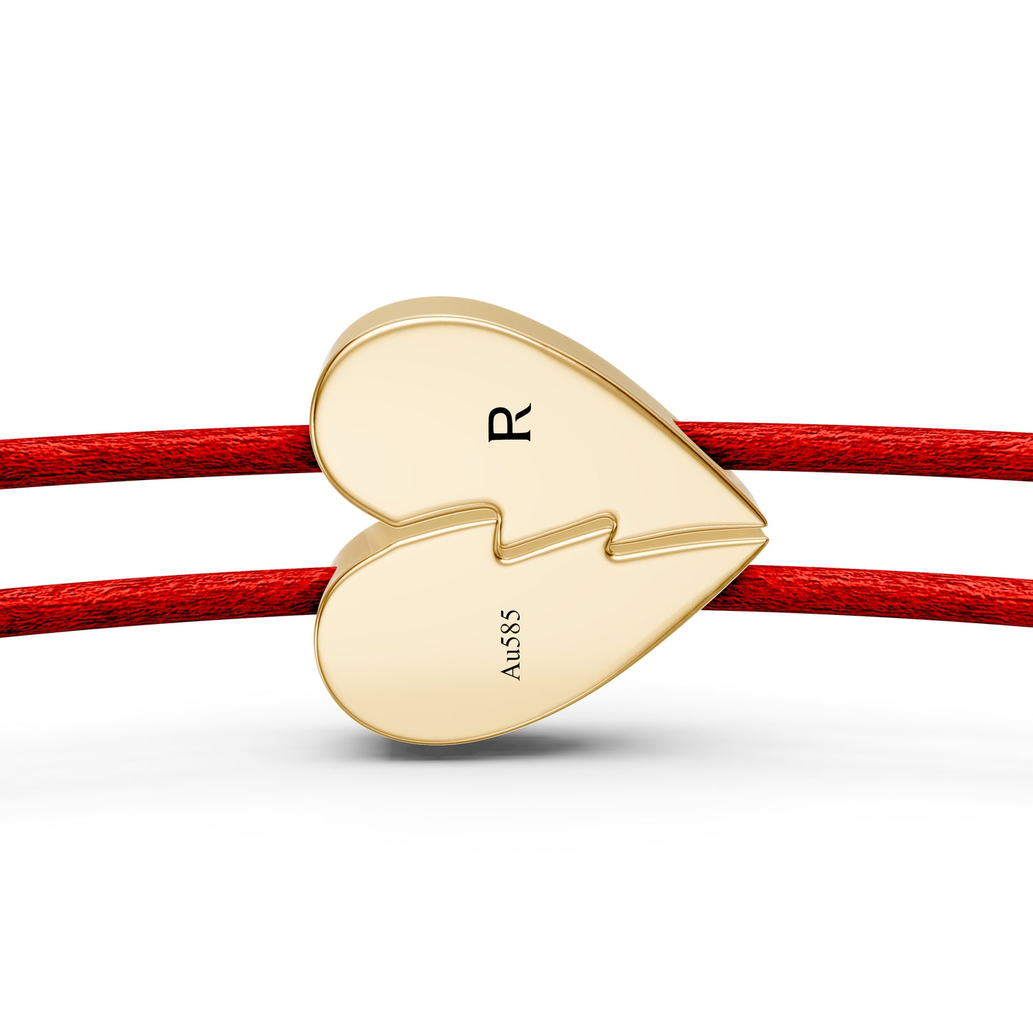 String Bracelets with Diamond in Yellow  Gold "Half Hearts"