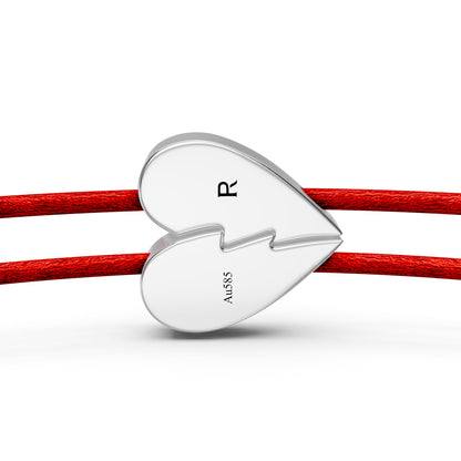 String Bracelets with Diamond in White Gold "Half Hearts"