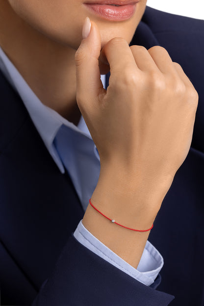 String Bracelet with Diamond in White Gold
