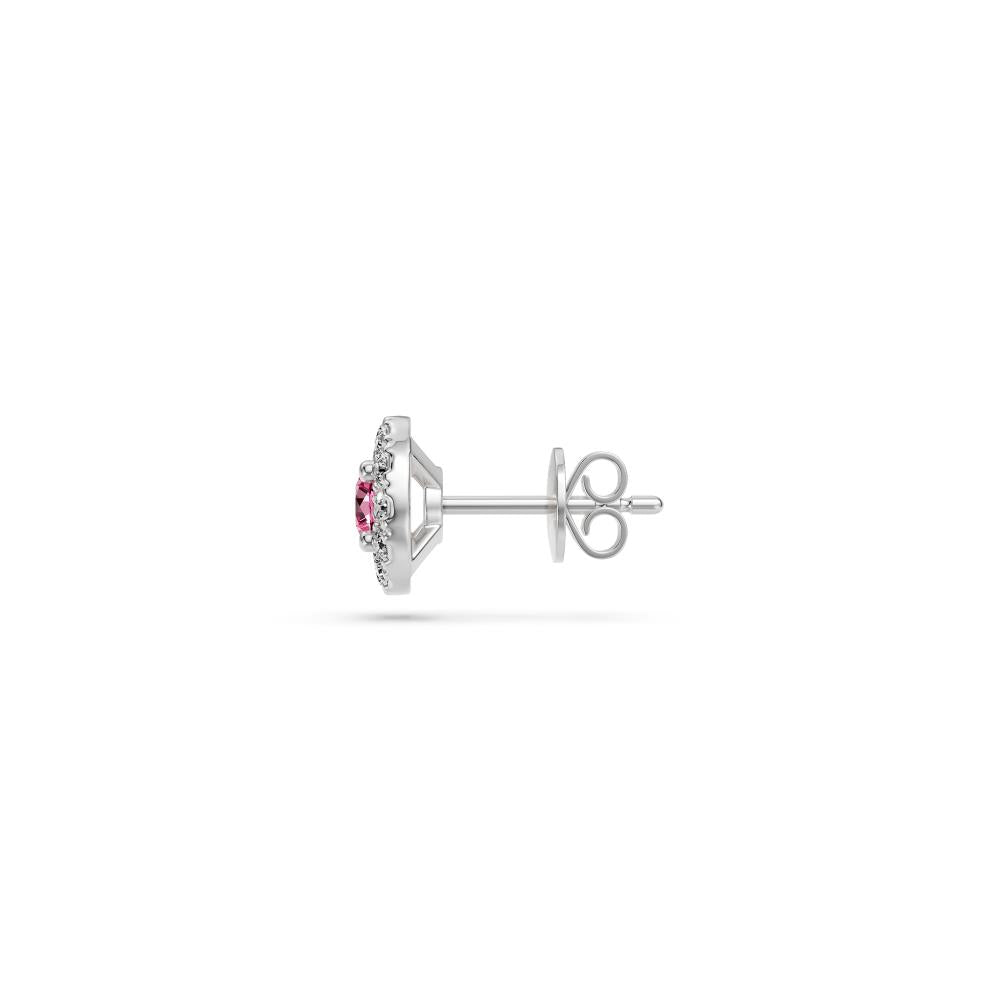 Pink Sapphire and Diamonds Earrings in White Gold