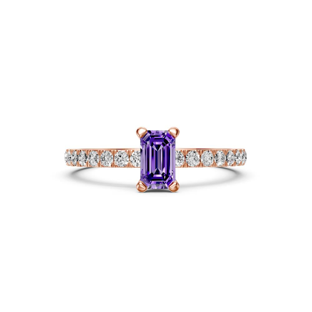 Diamond Ring with Tanzanite in Rose Gold