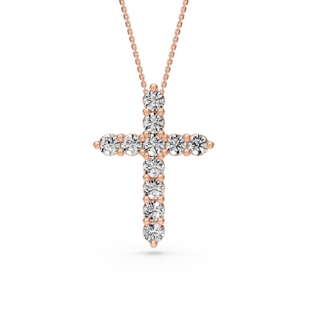 Diamond Cross Necklace in Rose Gold - Large