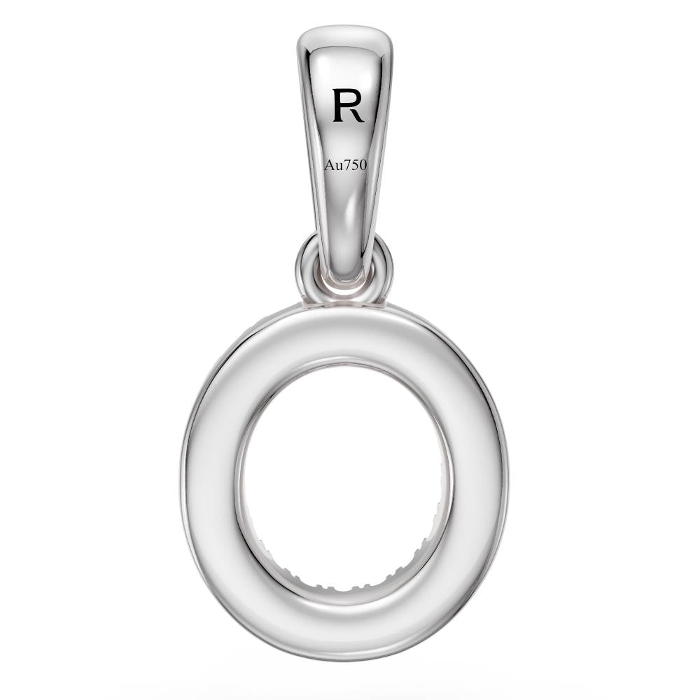 Mini Diamond Letter O Pendant in White Gold