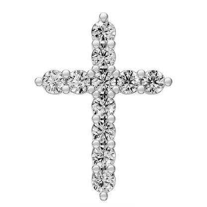 Diamond Cross Pendant in White Gold - Medium