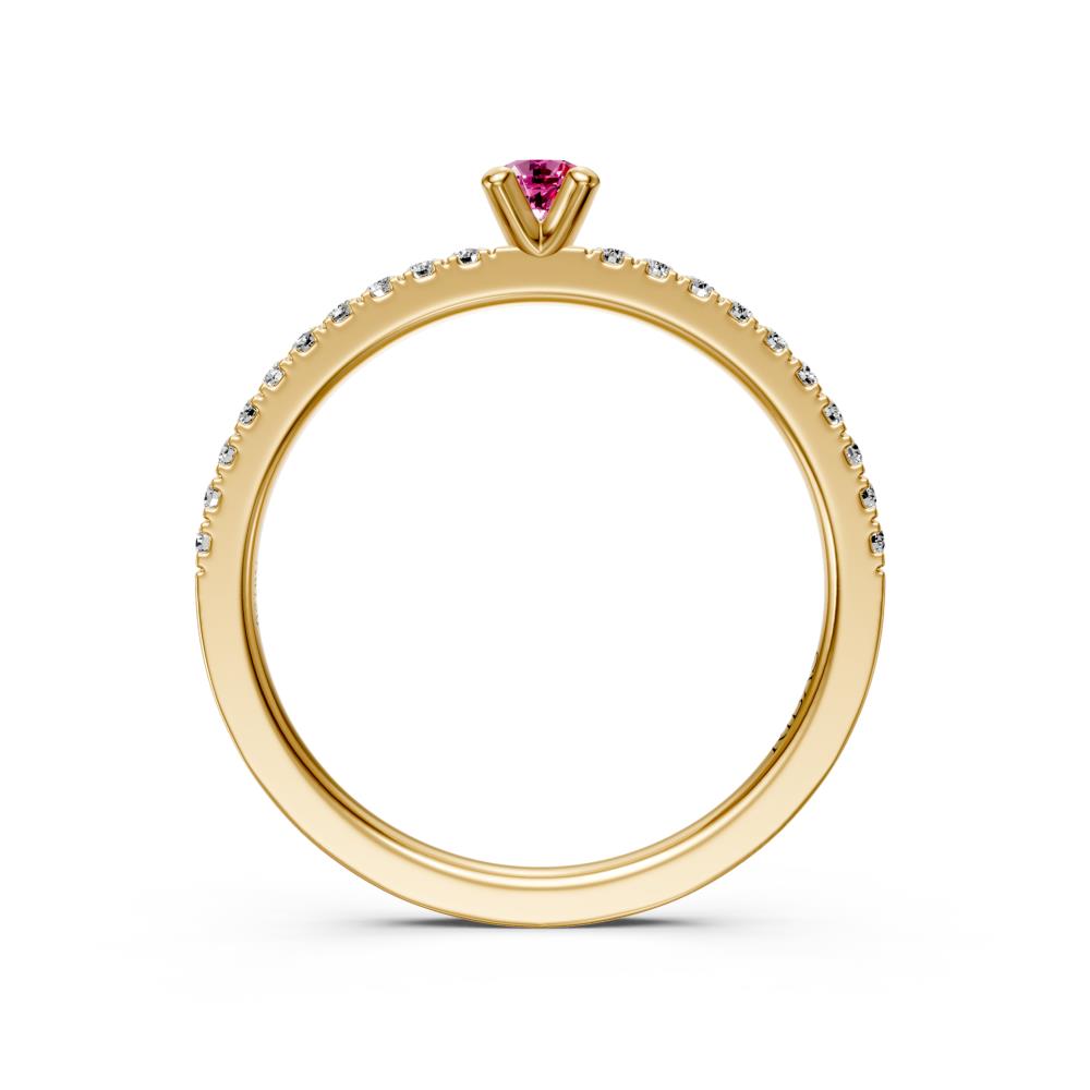 Diamond Ring with Pink Sapphire in Yellow Gold