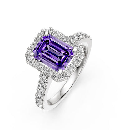 Diamond Ring with Tanzanite in White Gold