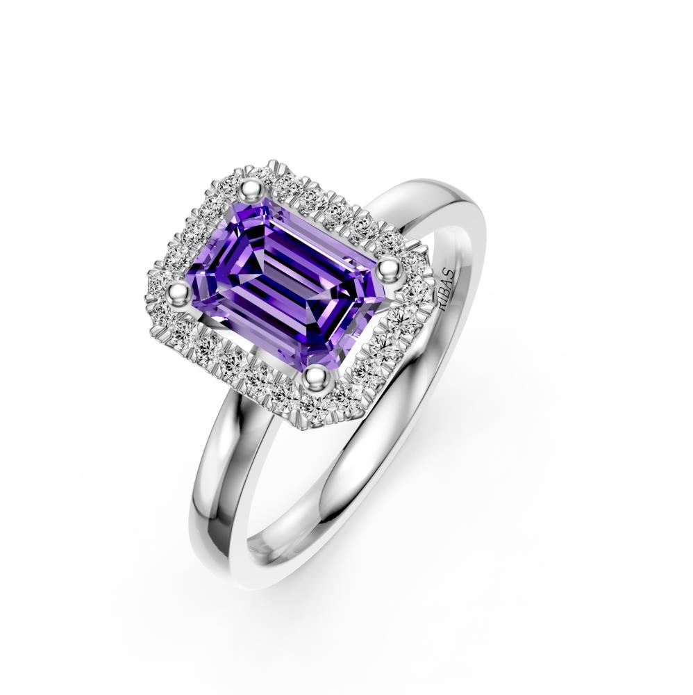 Diamond Ring with Tanzanite in White Gold