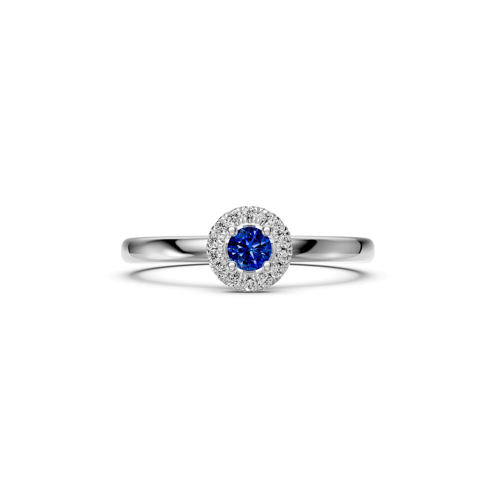 Sapphire Band Ring with Diamonds in White Gold