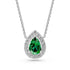Tsavorite and Diamond Halo Necklace