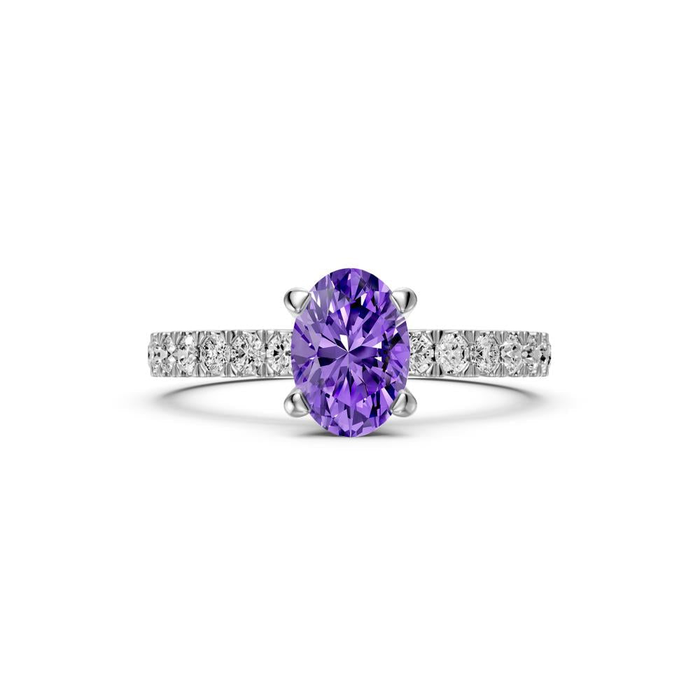 Diamond Ring with Tanzanite in White Gold